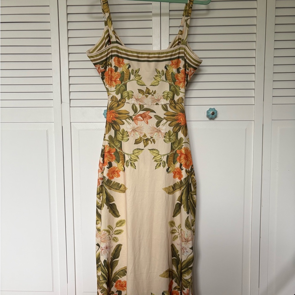 SHEIN Cream and Orange Floral Midi Dress